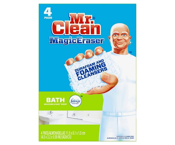 Mr. Clean Bath with Febreze Meadows & Rain Scent Magic Eraser - 4ct