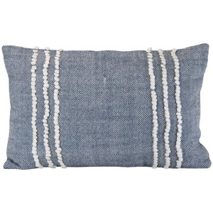 Blue Hand Woven Outdoor Decorative Throw Pillow with Pulled Curly Yarn Accents - Foreside Home & Garden - 1 of 4