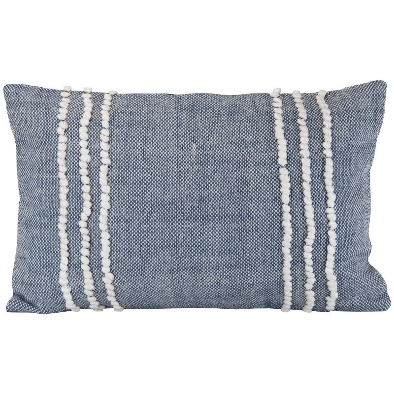 Blue Hand Woven Outdoor Decorative Throw Pillow with Pulled Curly Yarn Accents - Foreside Home & Garden, 1 of 7