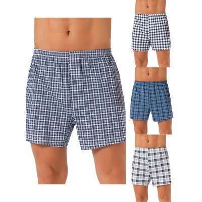INSPIRE CHIC Men's 4 Pack Classic Plaid Pattern Boxer Shorts Underwear