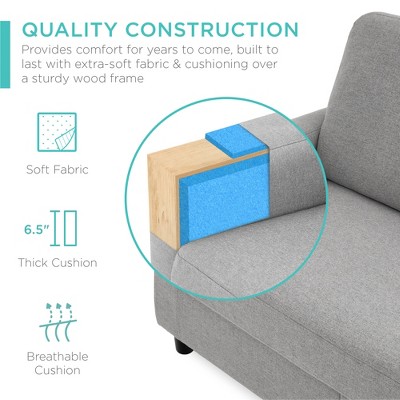 Light Gray Linen Sectional Sofa with Reversible Ottoman