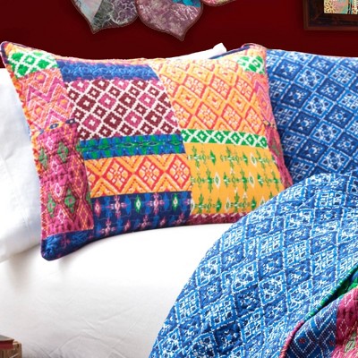 Lush Decor Misha 3 Piece Quilt Set (Full/Queen) Fuchsia/Navy - Lush Décor: Reversible Bedding with Shams, OEKO-TEX Certified — фото 3