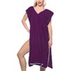 HAPPY BAY Women's Vacation Beachwear Long Bathing Suit Summer Short Front Tie Swimsuit Cover Ups X-Large-XX-Large Purple Solid - 2 of 4