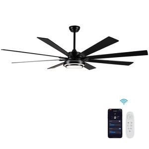 BestParts 72 Inch Smart Ceiling Fan, Large Indoor Fan with Light, Remote Control, Dimmable LED, 6 Speeds, Matte Black Blades - 1 of 4