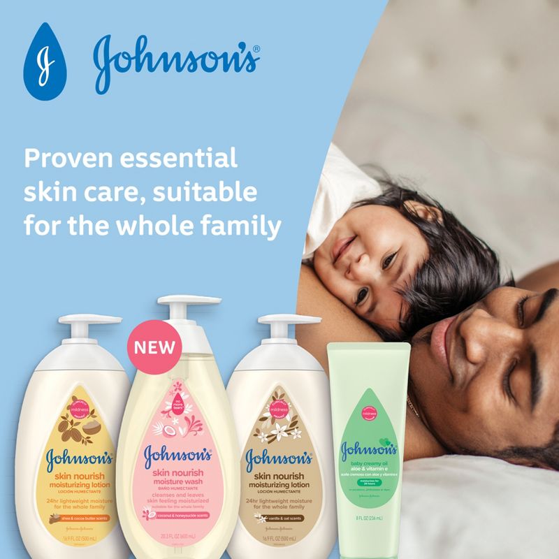 Johnson&#39;s Baby Creamy Body Oil with Aloe &#38; Vitamin E for Delicate Skin, Hypoallergenic - 8 fl oz, 3 of 12