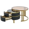 CAVINAS Coffee Tables for Living Room Round Nesting Coffee Table Set of 2 Golden Iron Frame Table Set with Marble Grain Table - 2 of 4