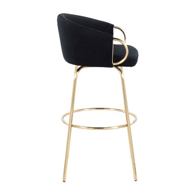 Adjustable Black Velvet Swivel Bar Stool with Metal Frame