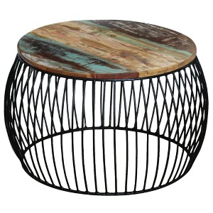 vidaXL Coffee Table Round Solid Reclaimed Wood 26.8 in.x14.6 in. - 1 of 4