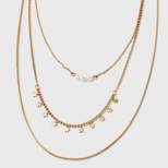 Semi-Precious Pearl and Stars Station Necklace Set 3pc - Universal Thread™ Gold