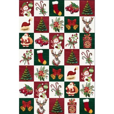 Fulvari Christmas Area Rug,Washable Christmas Rugs Ultra-Thin Bedroom Rug Christmas Rug Non-Slip,Living Room Entryway Kitchen Office