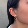 Adornia 14k Gold Plated Double Black Clover CZ Drop Earrings - 2 of 4
