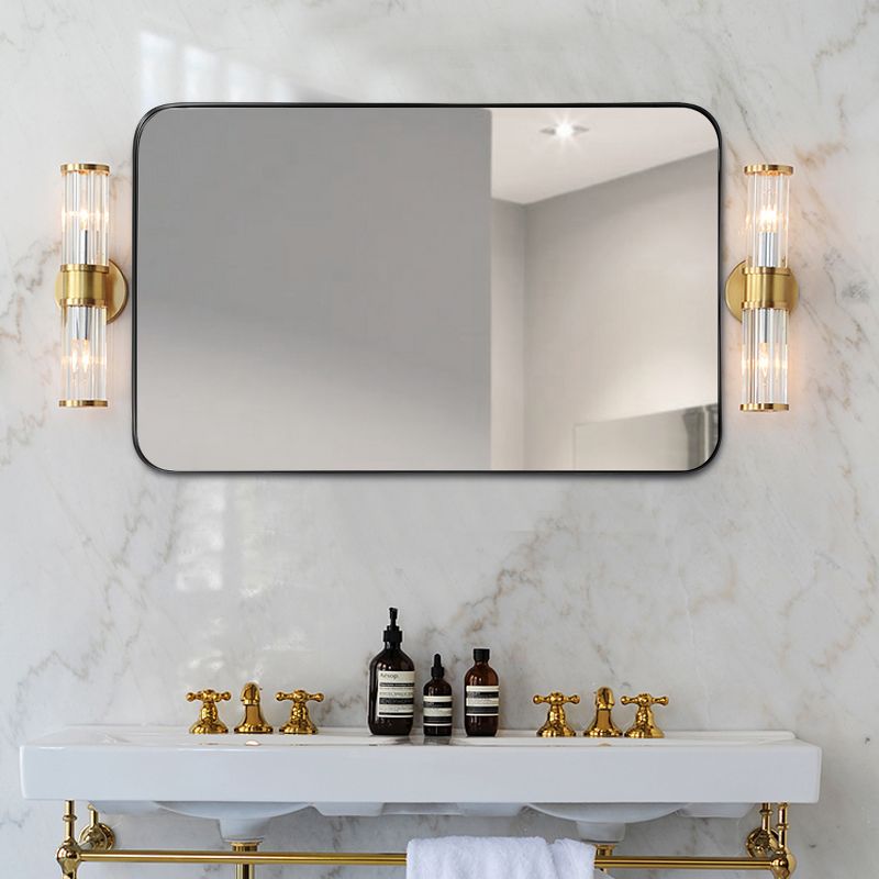 Costway 32"x20" Wall-Mounted Rectangle Mirror Metal Frame Bathroom Entryway Black, 4 of 11