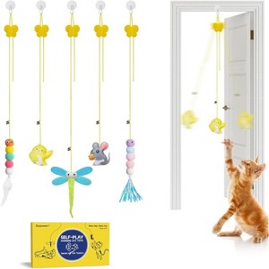 Potaroma Interactive Cat Feather Toys 5 Pcs, Cat Teaser Retractable - 1 of 3