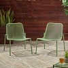Set of 2 Stackable Modern Outdoor Armless Chairs with Backrest, Metal Patio Accent Seating for Porch, Garden or Balcony – The Pop Home - 2 of 4
