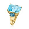 Ross-Simons 12.00 Carat Swiss Blue Topaz and 1.30 ct. t.w. London Blue Topaz Ring in 18kt Gold Over Sterling - 3 of 4