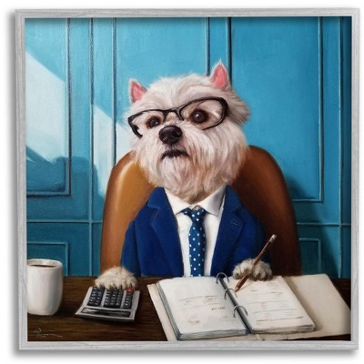 Stupell Industries Office Worker Terrier Dog Framed Giclee Art