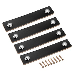 Unique Bargains Leather Dresser Drawer Door Cabinet Knobs and Pulls 4 Pcs - 1 of 4