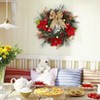 24" Christmas Wreath for Front Door, Prelit Christmas Wreath with Lights, Red Gold Ball Ornaments, Pine Cones &Bow for Fireplace Home Holiday Decor - 4 of 4