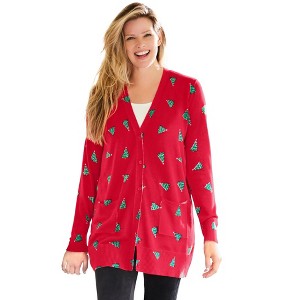 Woman Within Perfect Longer-Length Cotton Cardigan - 1 of 4