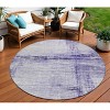 Lavender And Ivory Striped Washable Indoor Outdoor Area Rug - 2 of 4
