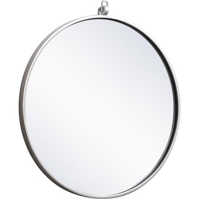 Elegant Lighting Metal frame round mirror with decorative hook 21 inch in Silver