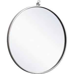 Elegant Lighting Metal frame round mirror with decorative hook 21 inch in Silver - 1 of 4