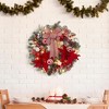 COZONY 24 Inch Pre-Lit Christmas Wreath with Timer, Battery Operated Wreath with 20 Lights Flower Bow Pine Cones for Front Door Indoor Outdoor - 3 of 4