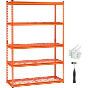 VEVOR Storage Shelves, 2500 lbs, 5 Tier Heavy Duty Garage Shelving, 18" D x 48" W x 72" H Adjustable Metal Shelves, Orange - 1 of 4