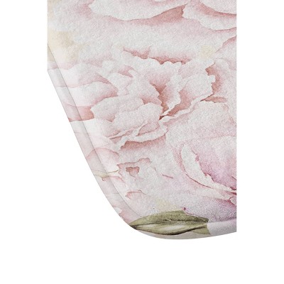 UtArt Pastel Blush Pink Spring Watercolor Peony Flowers Pattern Memory Foam Bath Mat Yellow - Deny Designs