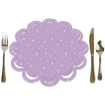 Big Dot of Happiness Purple Confetti Stars - Simple Party Round Table Decorations - Paper Chargers - Place Setting For 12