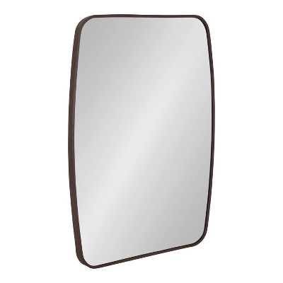 Kate and Laurel Zayda Metal Square Barrel Mirror, 20x28, Walnut Brown