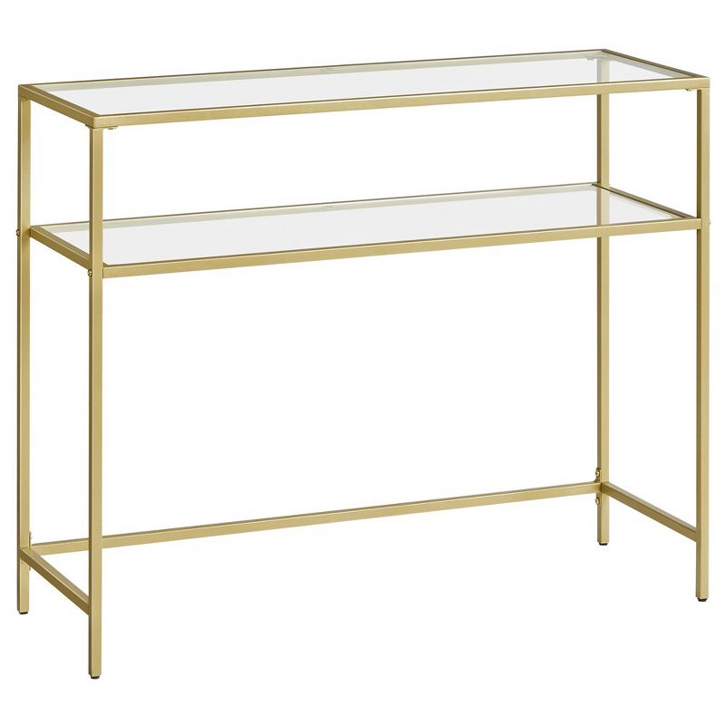 VASAGLE Console Sofa Table, Modern Entryway Table, Tempered Glass Table, Metal Frame, 1 of 8