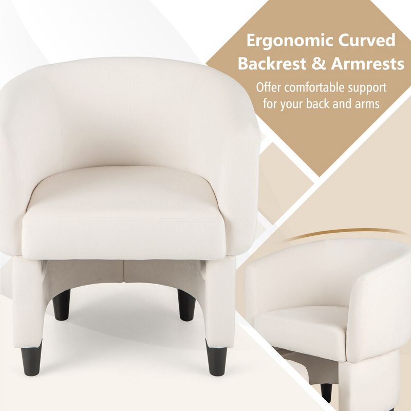 Tangkula Upholstered Velvet Barrel Chair w/ Ottoman Wood Frame Non-slip Felt Pads, 5 of 10