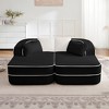 77.2" Teddy Velvet Double Chaise Sectional Sleeper Sofa, Boneless 32D High-Density Foam, Fluffy Comfy Couch with Curved Armrests, No Assembly - 3 of 4