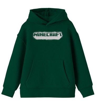 Minecraft Grunge Logo Youth Forest Green Graphic Hoodie -l : Target
