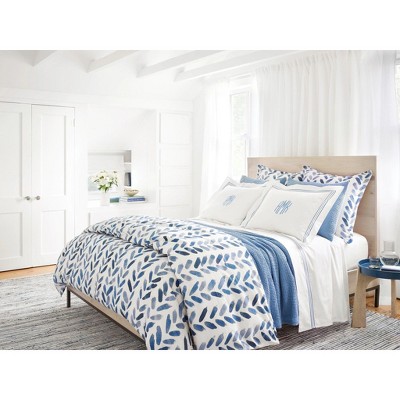 Blue and White Striped Handwoven Cotton Rug 10' x 14'