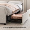Full Bed Frame, Linen Upholstered Bed Frame with 4 Storage Drawers, Charging Station, Metal Platform Bed Frame - 4 of 4