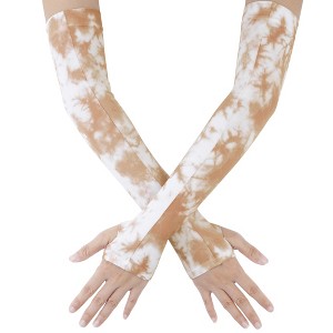 INSPIRE CHIC Women's Sun Cover Arm Stretch Cooling Tie-Dye Compression Sleeves Gloves 1Pair - 1 of 4
