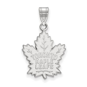 Black Bow Jewelry Sterling Silver Toronto Maple Leafs NHL Large Pendant - 1 of 3