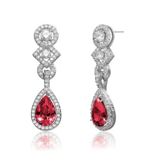 Guili Sterling Silver Dangle Earrings with Cubic Zirconia – A Vibrant Fusion of Color, Elegance, and Sparkle for a Sophisticated Statement Look - 1 of 2