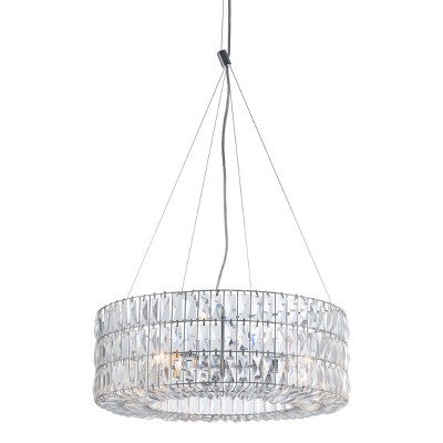 Classic 23" Round 3-Tier Crystal Ceiling Lamp - Chrome - ZM Home