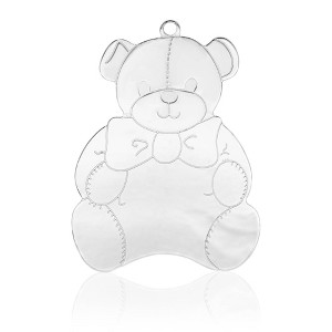Gloria Duchin Silvertone Teddy Bear Tree Ornament - 1 of 3