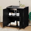 Outdoor Rolling Kitchen Sink Station with Stainless Steel Top and Storage Cabinet, Utility Prep Cart for Garden, or Backyard Cooking-The Pop Home - 2 of 4