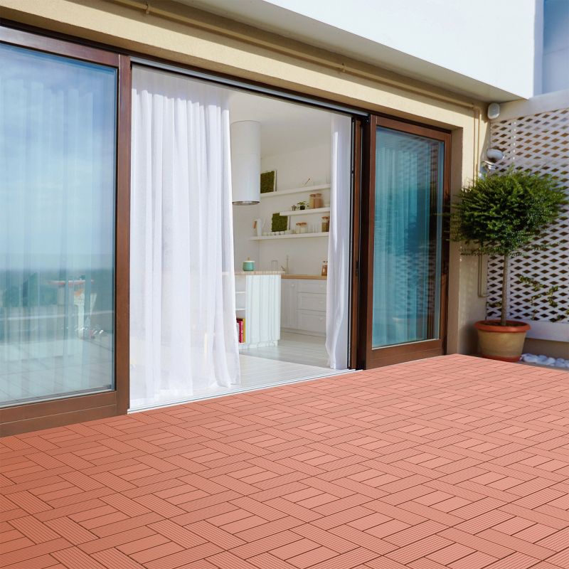 Patio and Deck Tiles - 6-Pack Interlocking Criss-Cross Pattern Outdoor Flooring - Weather-Resistant Square Pavers by Pure Garden (Terracotta), 2 of 9