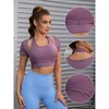INSPIRE CHIC 2 Pcs Women's Halter Neck Short Sleeve Workout Crop Front Closure Slim Fit Fitness T Shirts - 3 of 4
