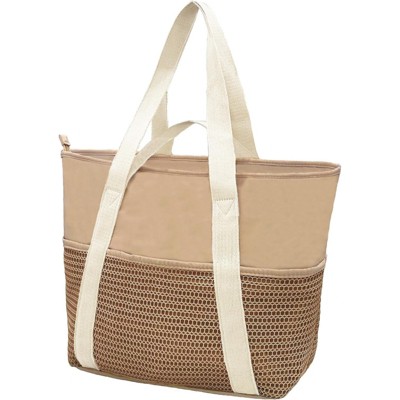 FATMOON Beach Tote Bag Waterproof Sandproof Mesh Swiming Pool Bag with Zipper for Summer Vacation