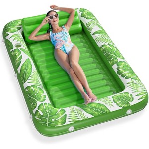 Jasonwell 4‑in‑1 Inflatable Tanning Lounger — Sun Tan Tub & Pool Raft, Water‑Filled Mat/Pad for Adults & Kids (Large) - Green - 1 of 4