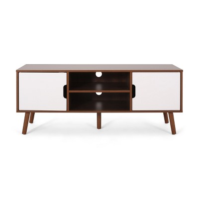 NicBex TV Stands for 50 inch TV, Entertainment Center with 3 Staggered Drawers,TV Console for Living Room, Bedroom, Home,White/Walnut