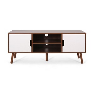 NicBex TV Stands for 50 inch TV, Entertainment Center with 3 Staggered Drawers,TV Console for Living Room, Bedroom, Home,White/Walnut - 1 of 4