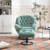 33.78" Tall Upholstered Lazy Chair With Ottoman, Metal Legs And Frame Modern Lounge Accent Chair, Soft Velvet Leisure Sofa Chair - 3 of 4